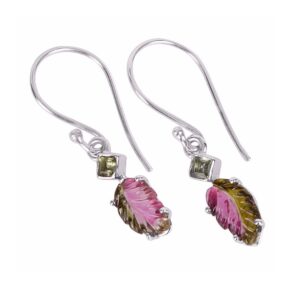 Tourmaline Gemstone 925 Sterling Silver Cluster Earring