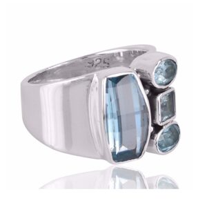 Sky Blue Topaz Gemstone 925 Sterling Silver Ring