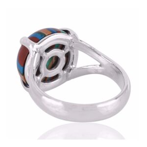 Rainbow Calsilica Gemstone 925 Sterling Silver Ring