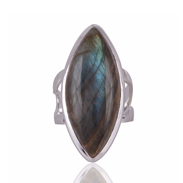 Labradorite Blue Flash marquise gemstone 925 Sterling Silver Ring
