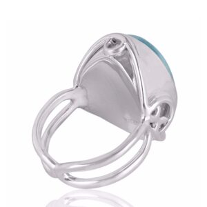 Larimar Natural Gemstone with Sterling Silver Designer Ring