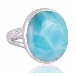 Larimar Gemstone 925 Sterling Silver Ring