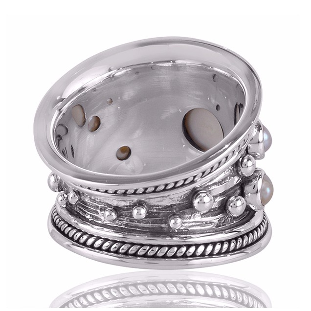 Pearl And Oxidized Gemstone 925 Sterling Silver Ring - Image 3