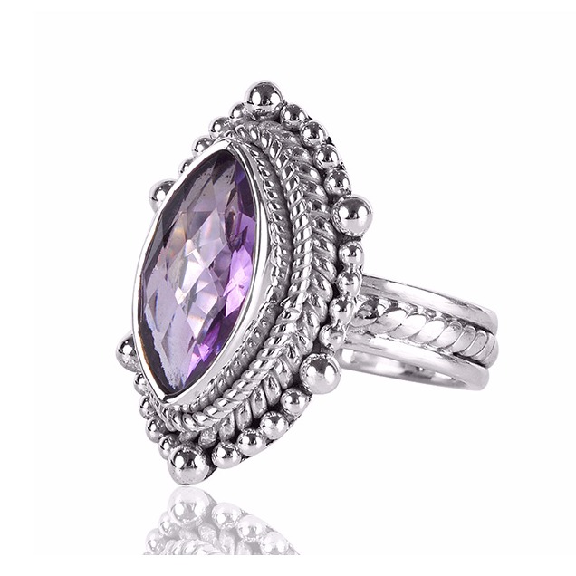Natural Amethyst Gemstone 925 Sterling Silver Ring - Image 2
