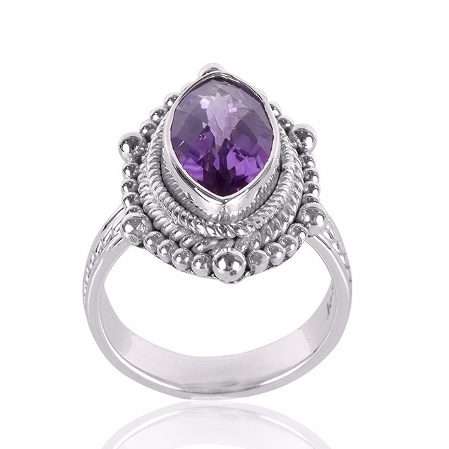 Natural Amethyst Gemstone 925 Sterling Silver Ring