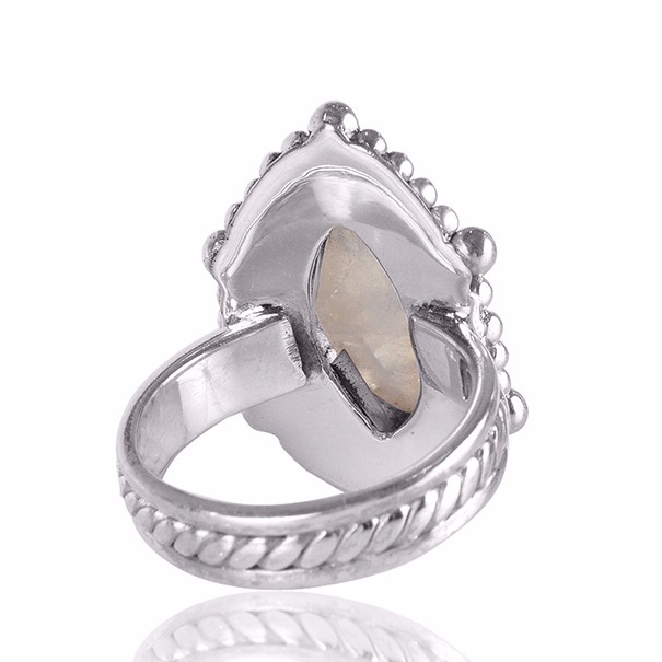 Rainbow Moonstone Gemstone Sterling Silver Ring - Image 3