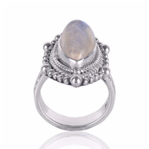 Rainbow Moonstone Gemstone Sterling Silver Ring