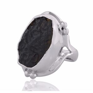 Tektite Gemstone 925 Sterling Silver Ring