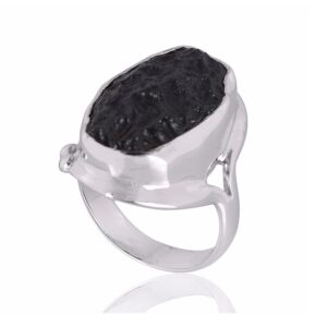 Tektite Gemstone 925 Sterling Silver Ring