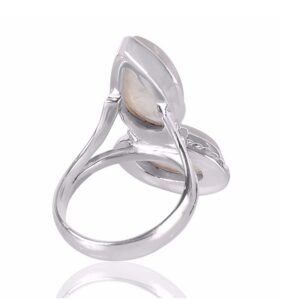 Natural Rainbow Moonstone Gemstone 925 Sterling Silver Ring