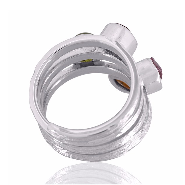Idocrase And Tourmaline Gemstone 925 Sterling Silver Ring - Image 3
