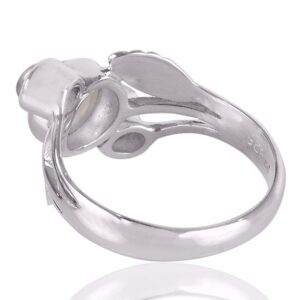 Natural Rainbow Moonstone Gemstone 925 Sterling Silver Ring