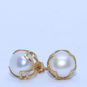 18KT Casual ware Natural Pearl simple earring for unisex BTG0279