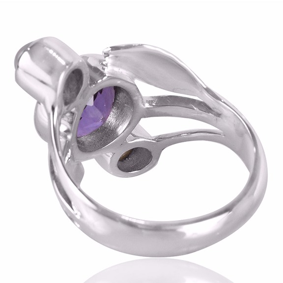 Pearl With Amethyst Gemstone 925 Sterling Silver Ring - Image 3