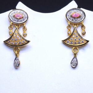 22KT / 916 gold fancy pink oval shape top earring for Ladies BTG0177