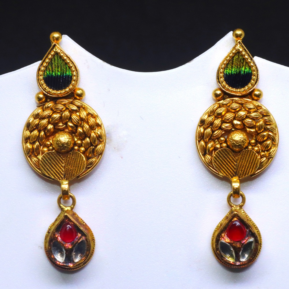 22KT / 916 Gold Antique Earring with Peacock feather For Women BTG0024