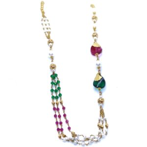 22KT / 916 Gold Colour stone with white moti mala For Ladies CHG0311
