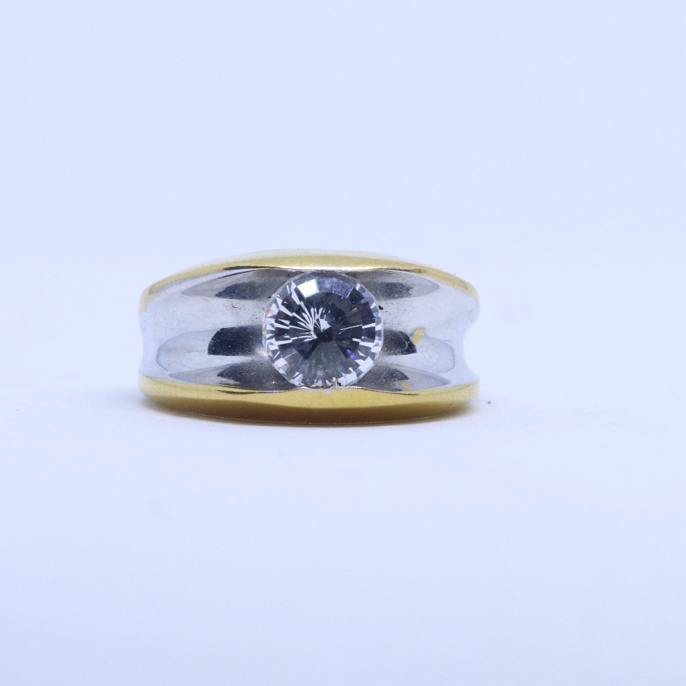 22KT / 916 Gold CZ Solider Diamond Ring For Men GRG0035