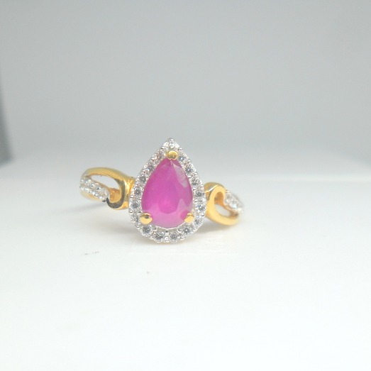 22kt / 916 gold fancy pink color stone ring for women lrg0432