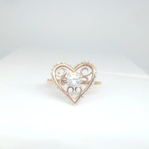 18KT Rose Gold Fancy Hart Shape with Soliter diamound Ring LRG0466