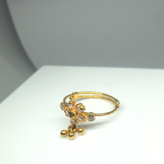 22KT / 916 Gold Adjustable pink color stone ring for women LRG0111 - Image 4