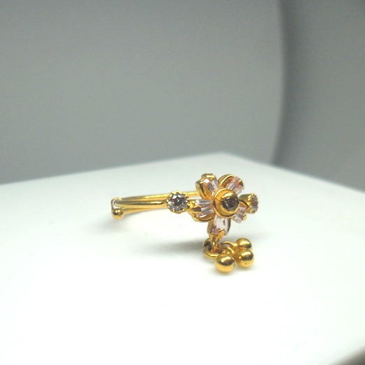 22KT / 916 Gold Adjustable pink color stone ring for women LRG0111 - Image 3