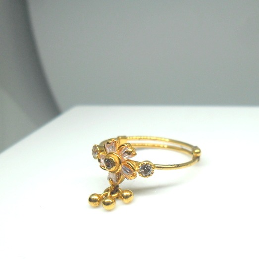22KT / 916 Gold Adjustable pink color stone ring for women LRG0111 - Image 2