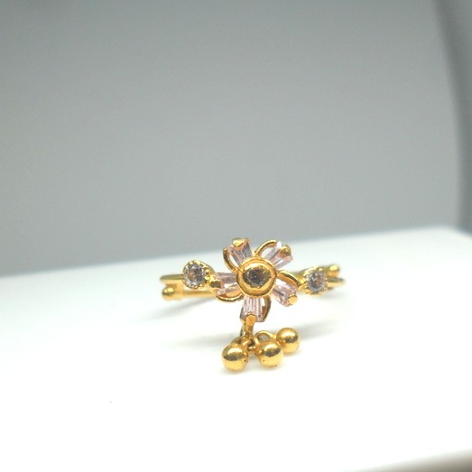 22KT / 916 Gold Adjustable pink color stone ring for women LRG0111