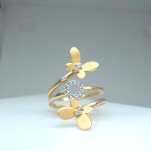 18KT Yellow gold butterfly shape special Occasion ring for ledies LRG0399