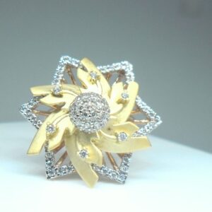 18kt  rose gold fancy flower cut with matte finish bridal ladies ring lrg0612