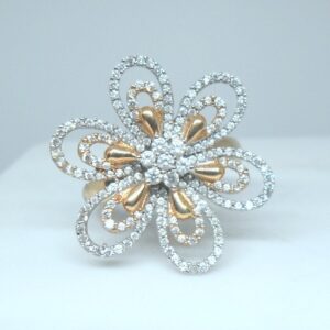 18kt rose gold fancy flower shape bridal ring lrg0179