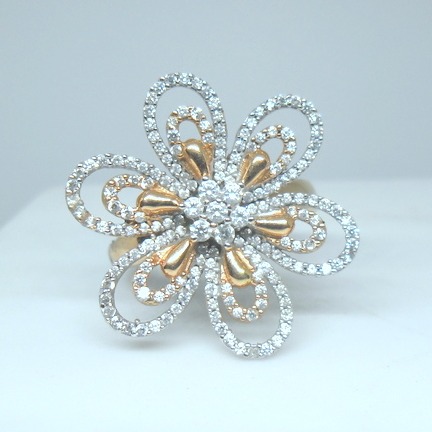 18kt rose gold fancy flower shape bridal ring lrg0179