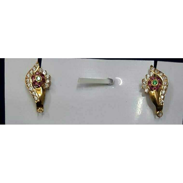 18KT Yellow Gold Ladies Studded Colorful Diamond Earrings