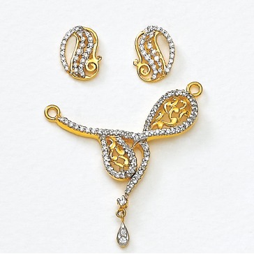 916 Gold Mangalsutra Pendant Set TM-255