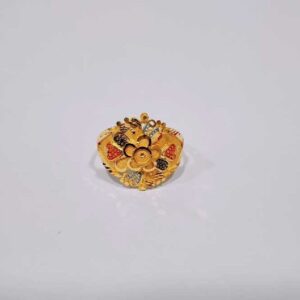 Flower Shape 916 Gold Meenakari Ladies Ring