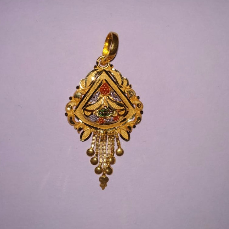 916 Gold Meenakari Pendant