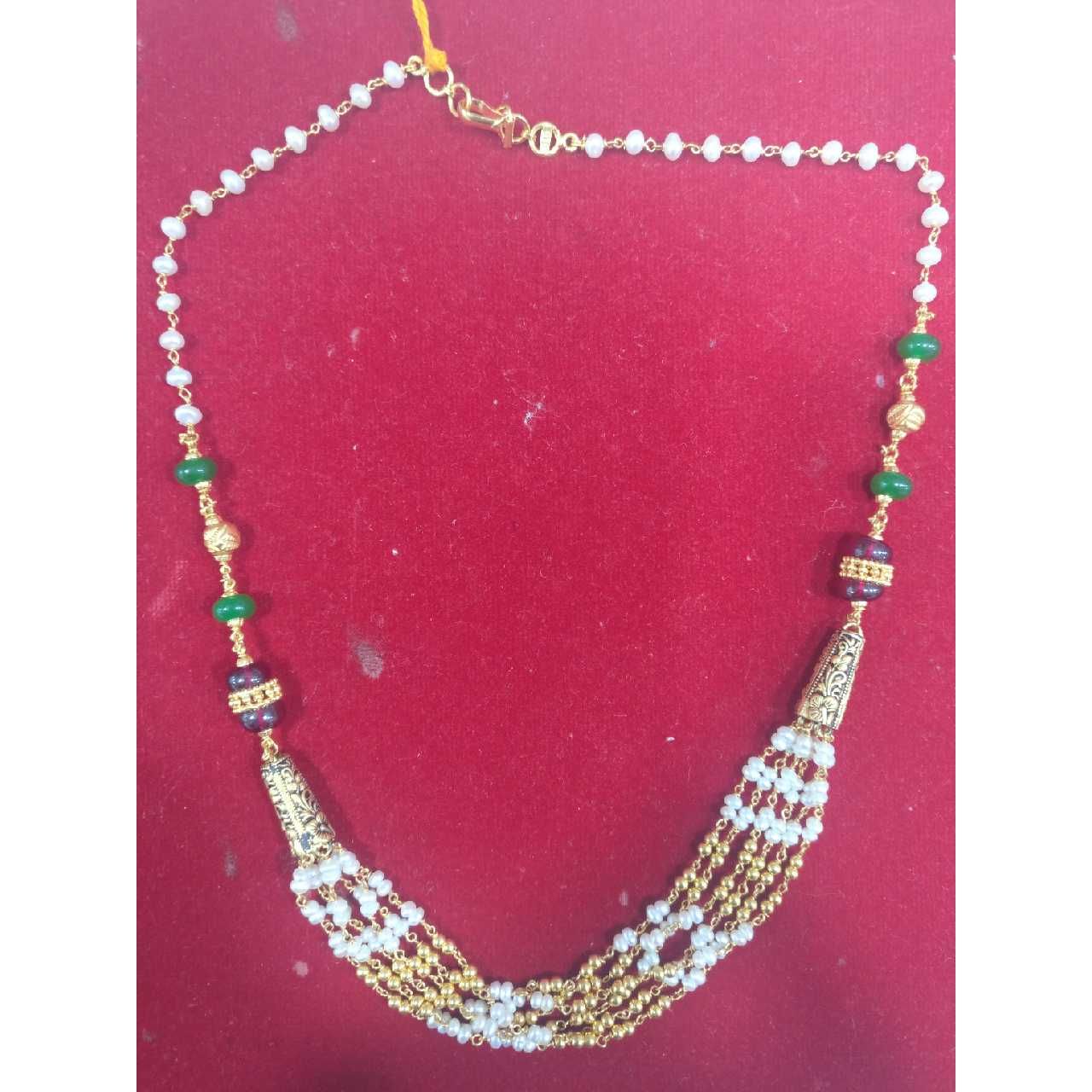 22K / 916 Gold Vertical Plain Moti Mala