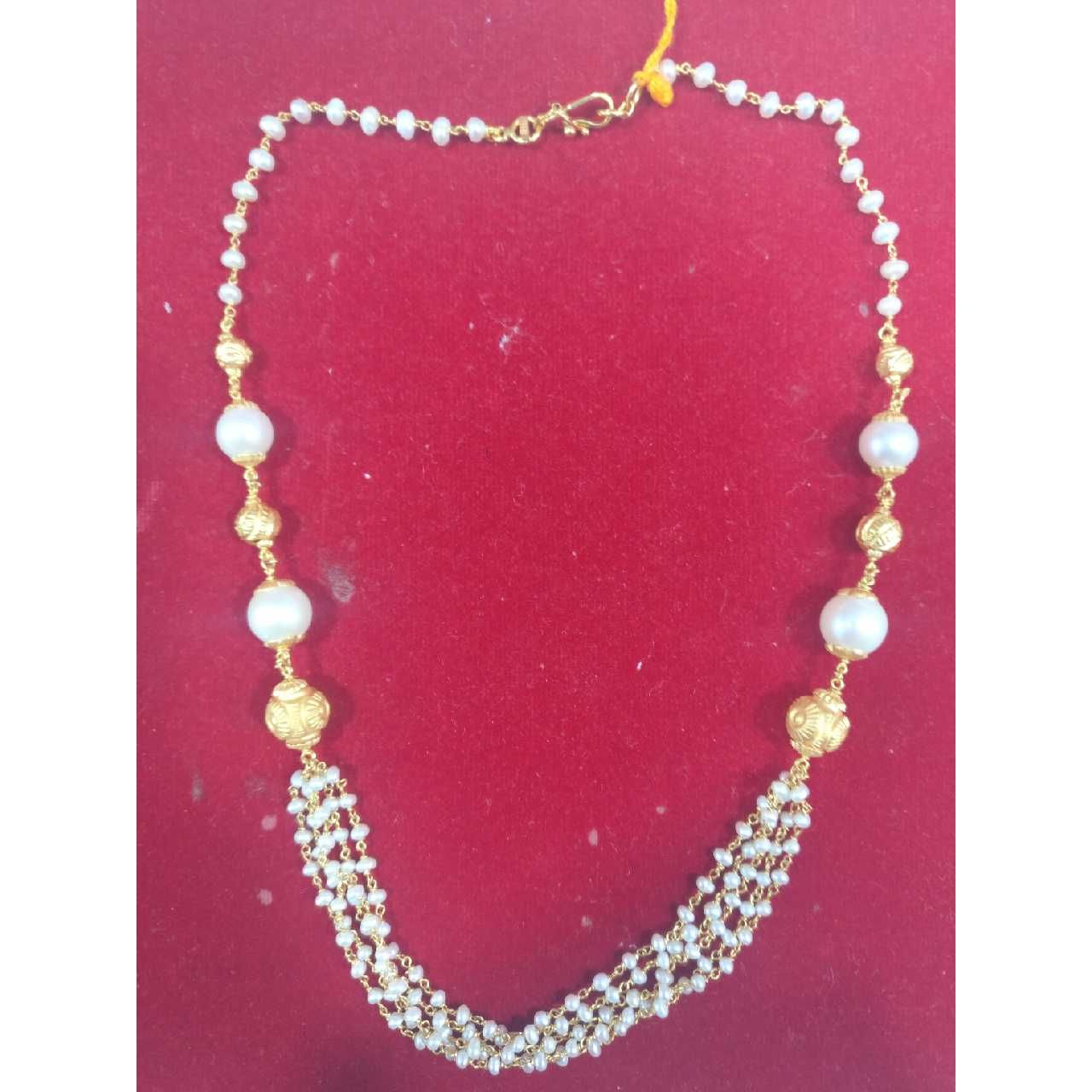 22K / 916 Gold Simple Vertical Moti Mala
