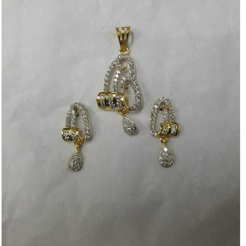 Gold Diamond CZ Ladies pendant With Earring