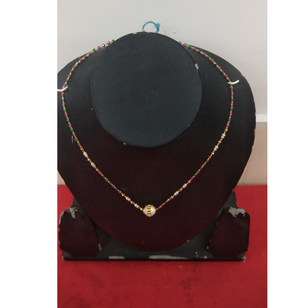 916 Plain Gold Pink Beads Mala