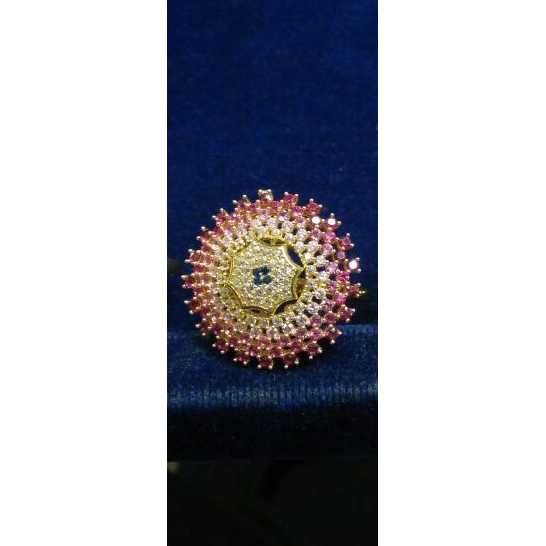 916 Yellow Gold Ladies Fancy Studded Indian Ring