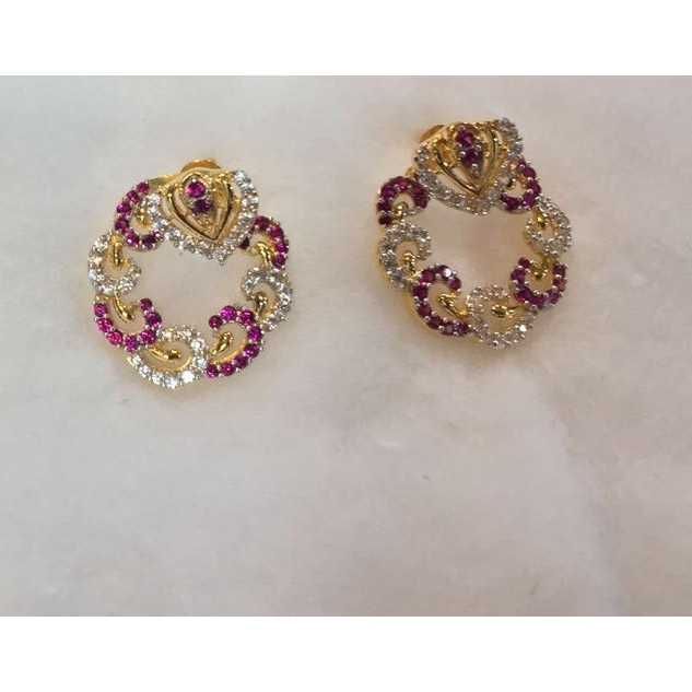 22KT Yellow Gold Designer Studded Modern Earrings