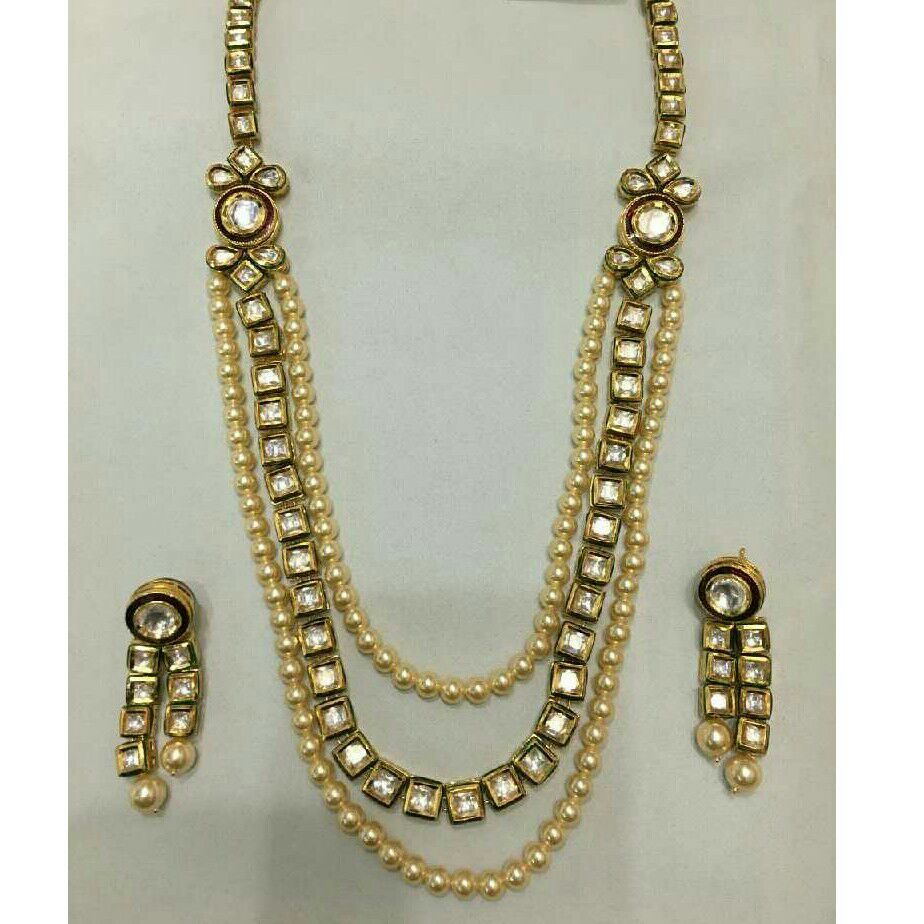 Designer Ladies Stone Moti Necklace Set