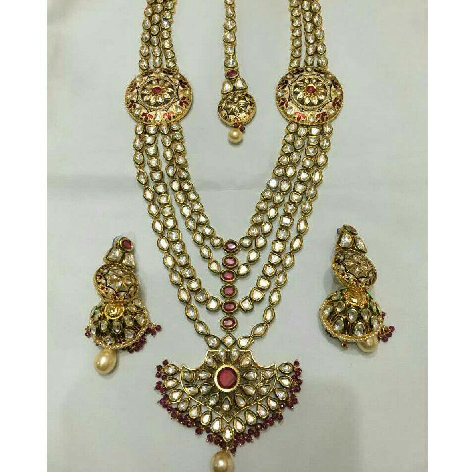 Modern Ladies Vertical 3 Line Bridal Necklace Set
