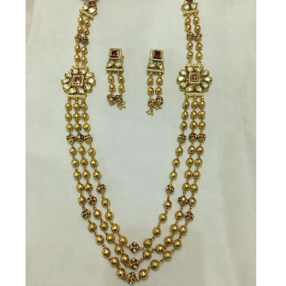 Classic Yellow Ladies 3 Line Necklace Set