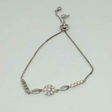 92.5 Sterling Silver Fancy Adjustable Ladies Bracelet