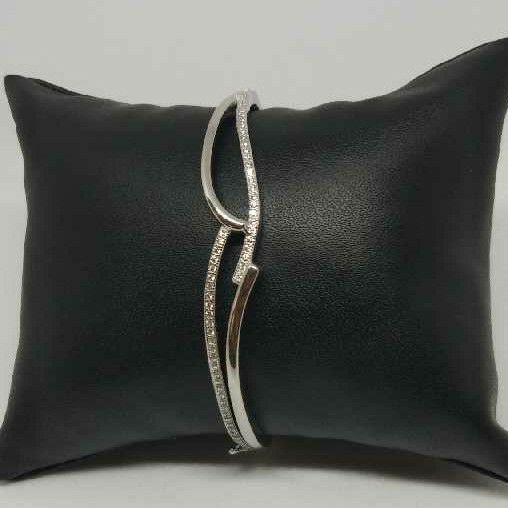 92.5 Diamond&plain Finish Sterling Silver Bracelet (kada)