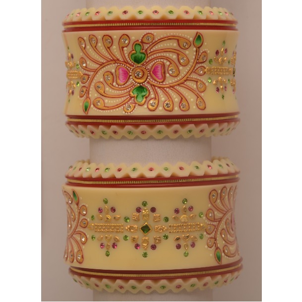 22KT Gold Antique Flower Design Plastic Bangles