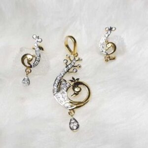 916 exclusive cz peacock pendant set
