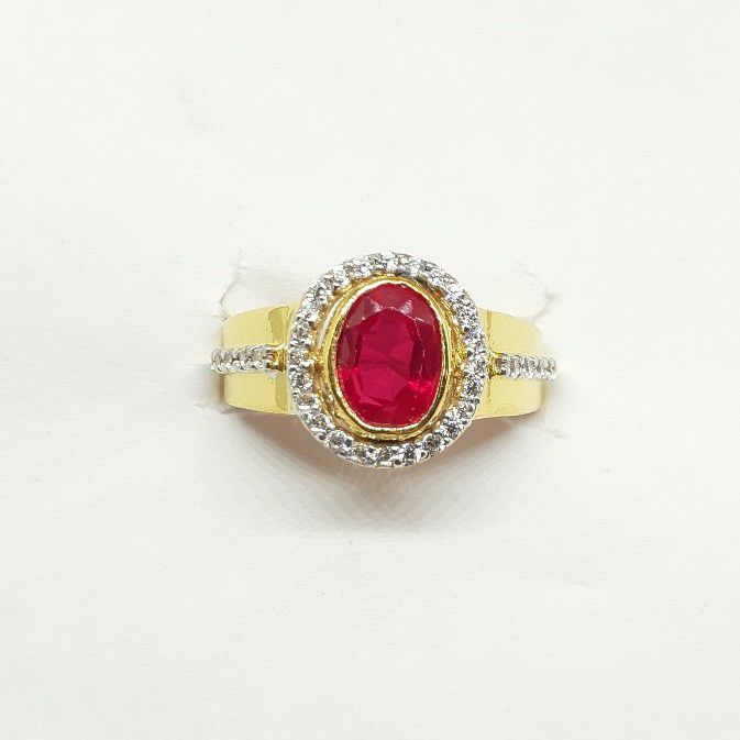 New red stone cz gents ring